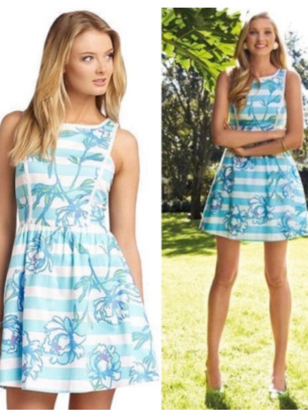 Lilly Pulitzer Dress Selena Shorely Blue Tossing The Line